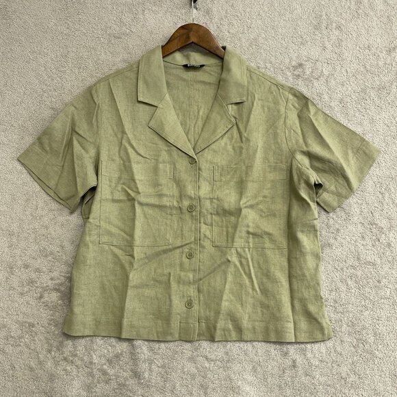 NWOT Buffalo David Bitton Women's M Linen Blend Short Sleeve Button up shirt - Picture 3 of 8